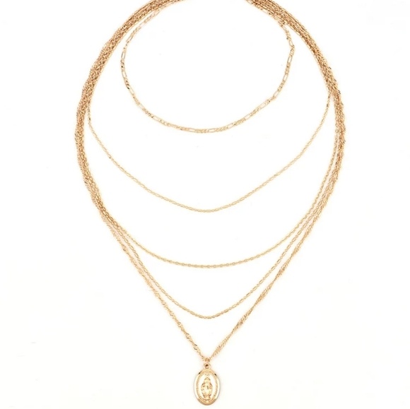 *Morgan* Layered Medallion Necklace - Picture 2 of 6